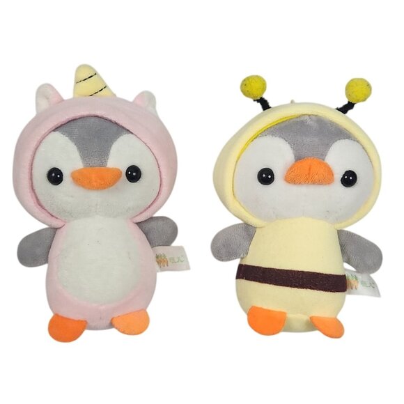 Set of 2 Adorable Plush Penguin In Unicorn & Bee Costumes 5" - Picture 1 of 12